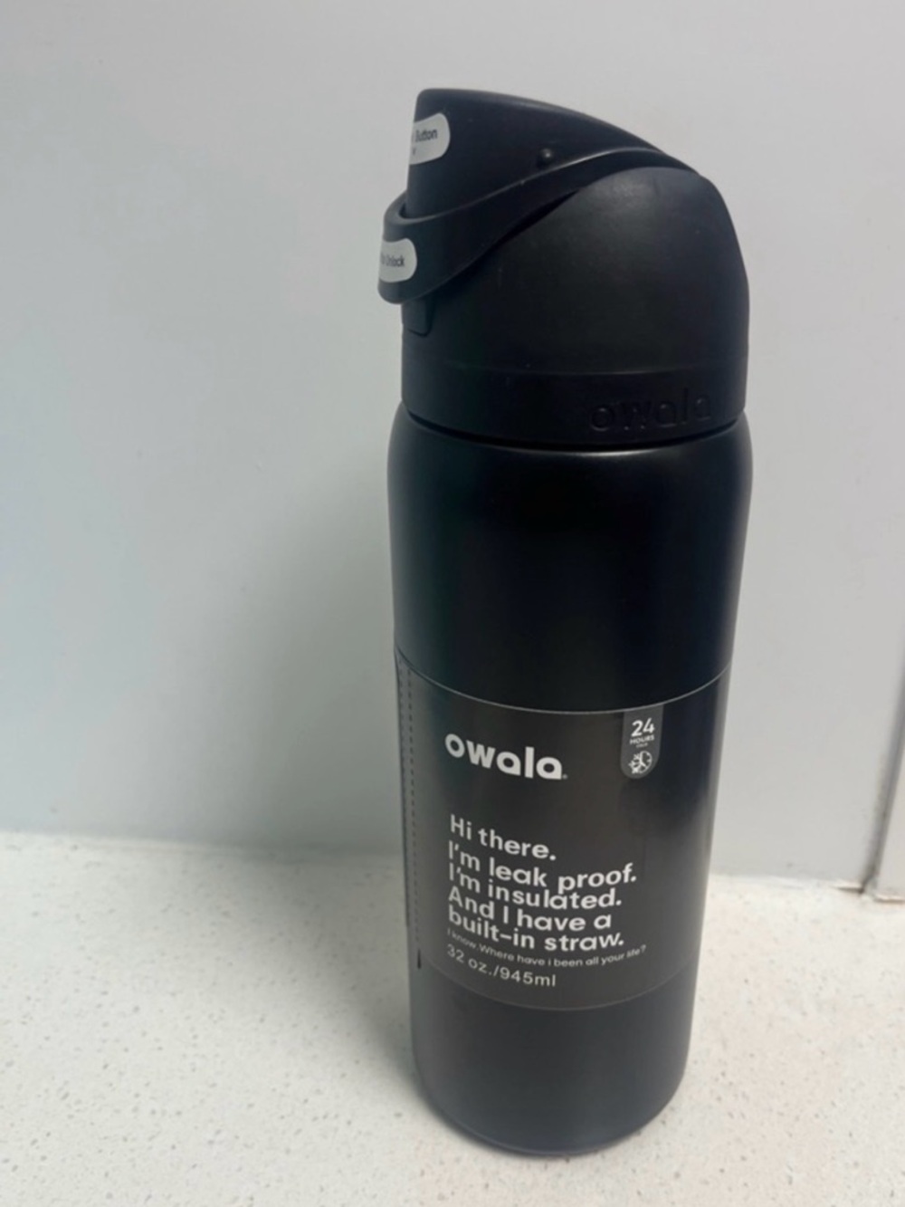 Owala Black Insulated Leak-Proof Water Bottle with Built-In Straw - 32 oz